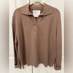 Ministry of Supply Women’s Atlas Polo Sweater
Color: Camel